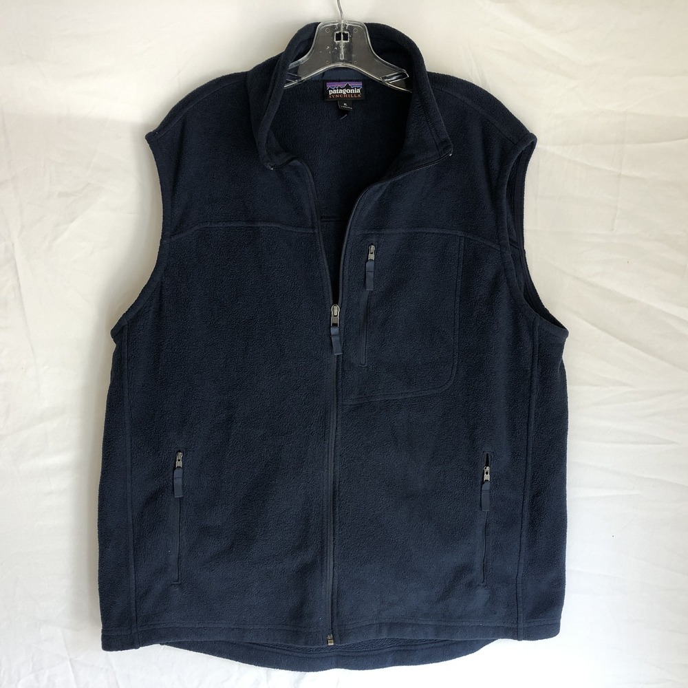 Patagonia Synchilla Vest Mens XL Blue Fleece Full Zip Hiking Outdoor Jacket